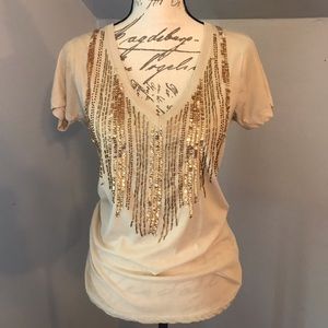 Sequin Beaded V-Neck